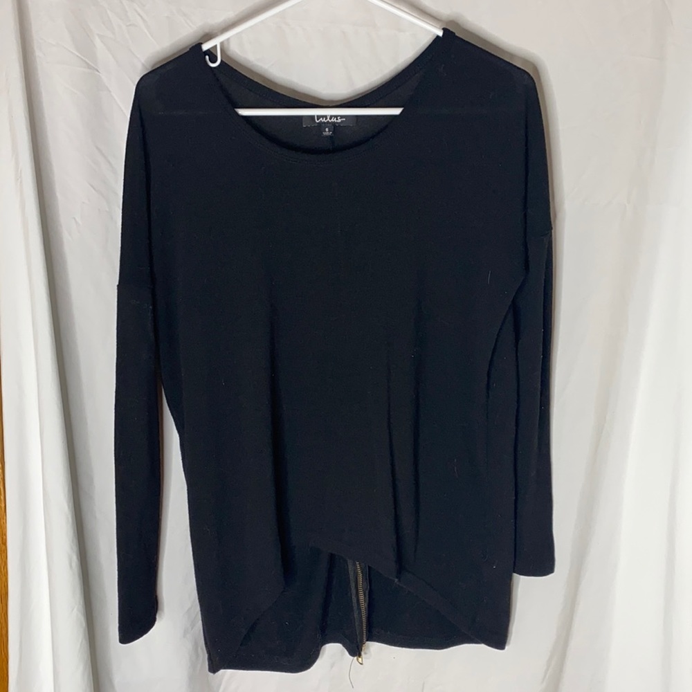Lulus Black Long Sleeve Shirt W/ Zipper Back